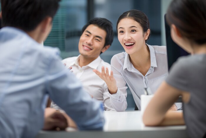 professionals talking in a meeting