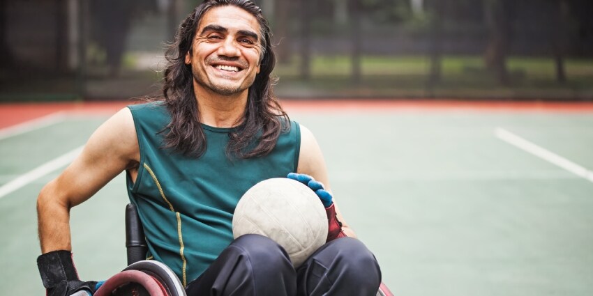 Rugby player in a wheelchair