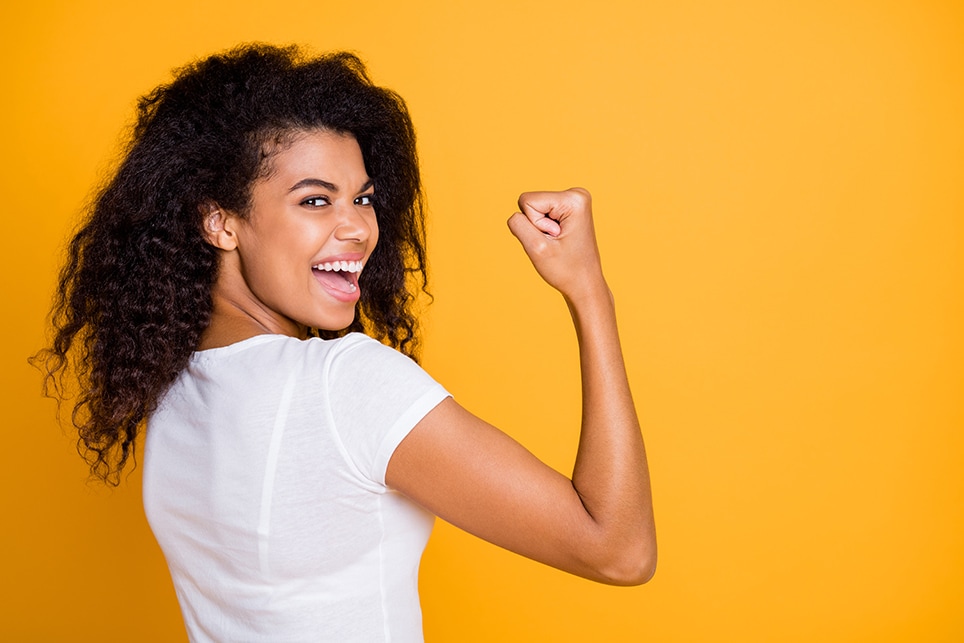 Strong woman smiling